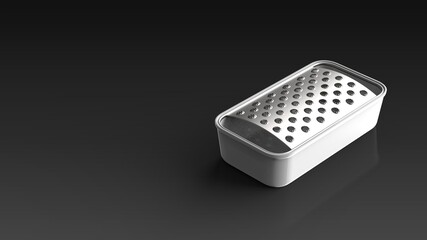 grater and tray black background one right angled 3D Render