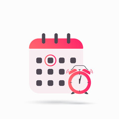 Vector calendar schedule icon with timer