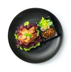 Rice Burger Juicy Grilled Pork (moo-ping) served chilli sauce Thaifood