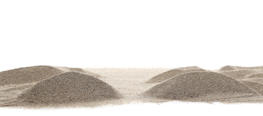 Fototapeta na wymiar Desert, beach sand pile isolated on white background