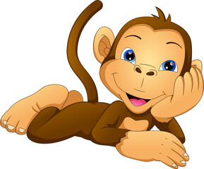 cute monkey cartoon on a white background