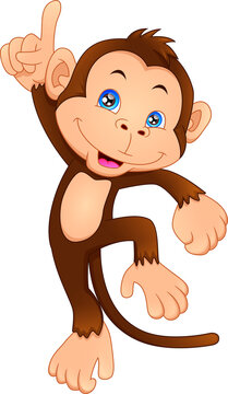 cute monkey cartoon on a white background