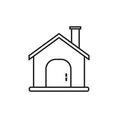 house with chimney icon over white background, line style, vector illustration