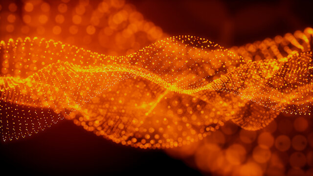 Medical Innovation concept. Scientific information represented as a High Tech Futuristic Particle Network. Abstract background. 3D render