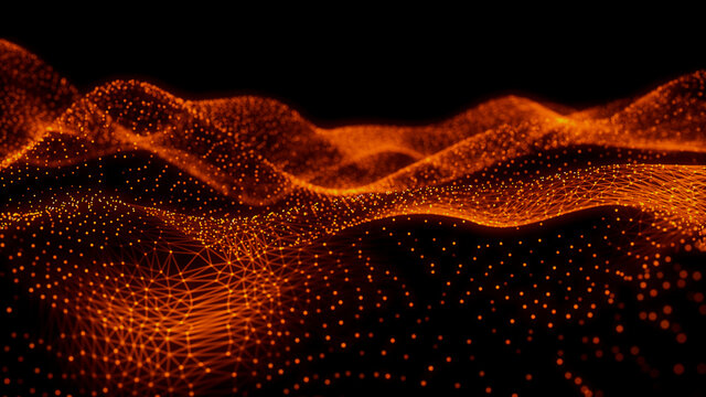 Big Data Vizualisation concept. Information represented as a High Tech Futuristic Particle Network. Abstract background. 3D render