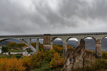 Isernia, Molise, Italy.  Santo Spirito railway bridge. View