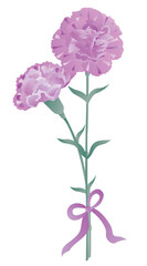 母の日の紫のカーネーションのギフト