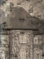 Old vintage monochrome picture of a house