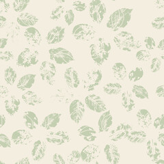Vector seamless pattern with leaves. Simple stamped leaves