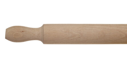 Wooden rolling pin, kitchen roller for dough isolated on white background