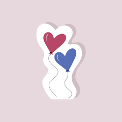 Heart balloon sticker. Vector illustration