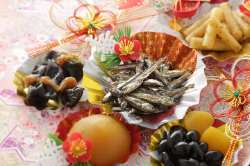 お正月のおせち料理の素材イメージ