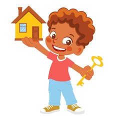 Boy holding house key