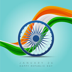 Happy Indian Republic day celebration poster or banner background. Vector illustration.