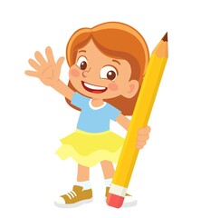 Girl holding pencil