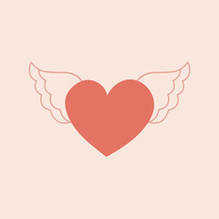 Heart with wings vector icon