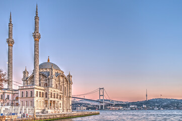 Fototapeta na wymiar Ortakoy district, Istanbul, HDR Image
