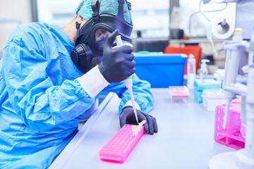 Biologist researches Covid-19 vaccine in the laboratory