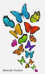 Background with colorful butterflies illustration