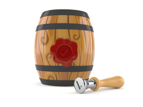Cask with wax seal stamp
