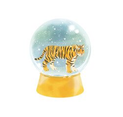 水彩タッチのスノードームのイラスト
 Illustration of a snow globe with watercolor touch

