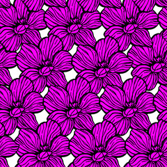 seamless pattern with pink flowers on a white background