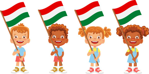 Hungary flag in hand set