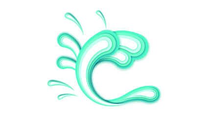 Abstract Paper Cut Ilustration Water Splash Drops Color Background Vector Design Style