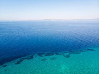 Aegean sea from the drone in Greece