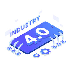 Industry 4.0 vector isometric illustration concept. Illustration for websites, landing pages, mobile applications, posters and banners.