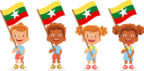 Myanmar flag in hand set