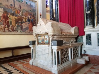 sarcophagus in the church of sveta eufemia, rovinj, croatia