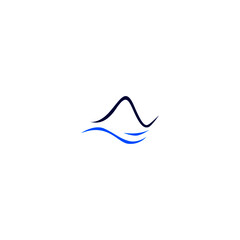 Blue Mountain with rivers, isolated on white