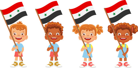 syria flag in hand set