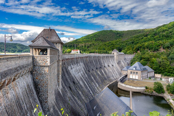 The Edersee Dam, a hydroelectric dam spanning the Eder river in northern Hesse, Germany.