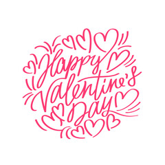 Obraz premium Valentine's Day card. Lettering. Beautiful festive inscription. Happy Valentine's Day.