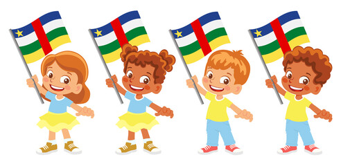 Fototapeta premium Central African Republic flag in hand set