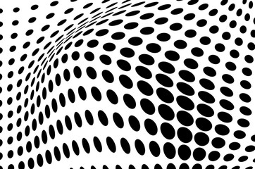 The halftone texture is monochrome. Chaotic waves of black dots on a white background