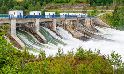 Hydro power plant with waterfall 
