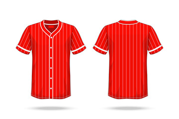 Specification Baseball T Shirt red white Mockup isolated on white background , Blank space on the shirt for the design and placing elements or text on the shirt , blank for printing , illustration