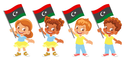 libya flag in hand set