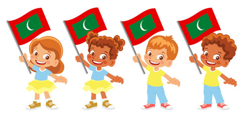 Maldives flag in hand set