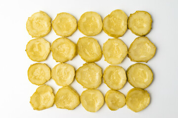Pickle cucumbers on a white background