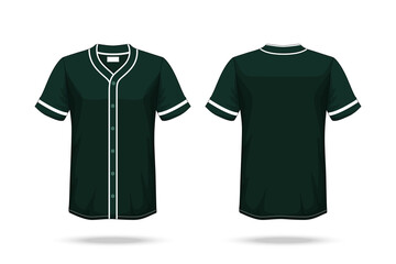 Specification Baseball T Shirt Dark Green Mockup isolated white background , Blank space on the shirt for the design and placing elements or text on the shirt , blank for printing , illustration