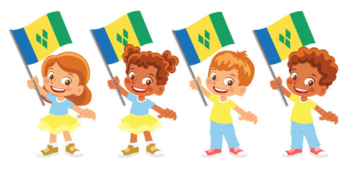 Saint Vincent and the Grenadines flag in hand set