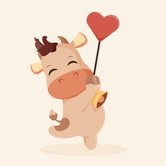 Obraz na płótnie Canvas illustration of a bull holding a heart