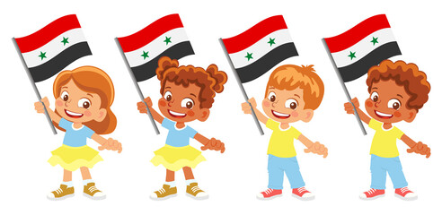 syria flag in hand set