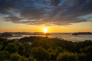 長崎の夕陽　長崎港