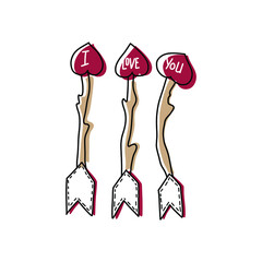 greeting card with decorative arrows for Valentine's day.