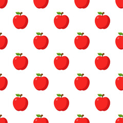 Illustration Seamless pattern Flat Apple isolated on white background , fruit patterns texture fabric , wallpaper minimal style , Raw materials fresh fruits , vector